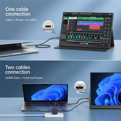 ZefcS 14 Inch Portable Monitor 1920x1200 IPS 16:10 Laptop Screen Extender, HDR FreeSync USB-C HDMI External Travel Monitor with Smart Cover & Dual Speakers for Mac PC PS5 Xbox Switch