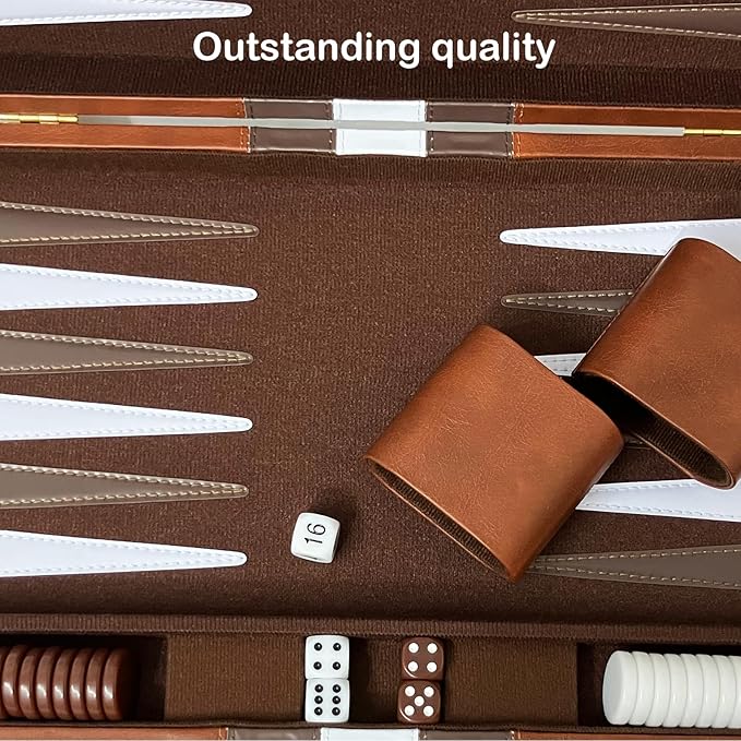 Large Backgammon Sets for Adults Classic Board Games Portable and Travel Backgammon Set with Premium Leather Case (11 Inch)
