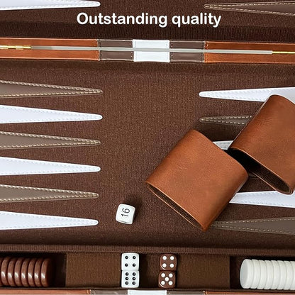 Large Backgammon Sets for Adults Classic Board Games Portable and Travel Backgammon Set with Premium Leather Case (11 Inch)