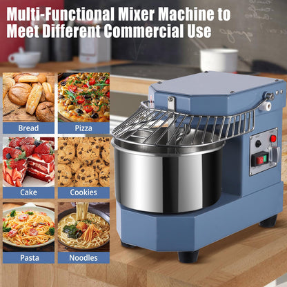Commercial Dough Mixer 8.5QT with Timer Function, 450W Commercial Food Mixer Dual Rotating Dough Kneading Machine with Food-grade Stainless Steel Bowl, Security Shield