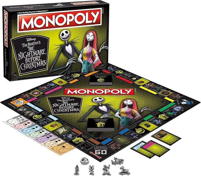 Monopoly Disney Nightmare Before Christmas Board Game | Collectible Monopoly Tim Burton Nightmare Before Christmas Movie | Collectible Monopoly Tokens