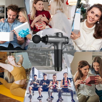 RAEMAO Massage Gun, Handheld Electric Deep Tissue Muscle Massager for Athletes for Pain Relief Attaching 8 Replacement Heads, Percussion Massager with 10 Speeds, Father's Day Gifts, Carbon