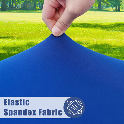 Moosfor Round Spandex Tablecloth, Elastic Fitted Waterproof Tablecloths for 31"-35" Tables, Stretch Washable Picnic Table Cover for Camping, Dining, Indoor and Outdoor, Blue