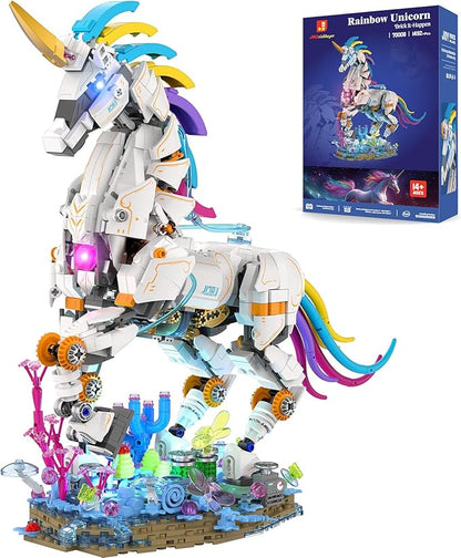 JMBricklayer Unicorn Building Sets for Adults with Lights 70008 Myth Art Creator Animals Display Ideas Magical Rainbow Unicorn Home Decor Building Toys Christmas Birthday Gifts for 14+(1492 PCS)