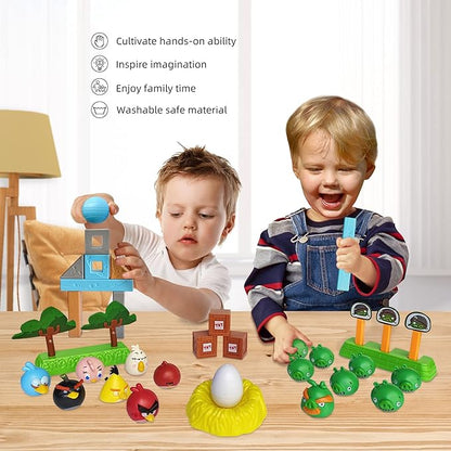 Newly Licensed Angry Birds Toys Playsets Build N’ Launch Construction Brick Assembly Building Blocks Sets Pig City Strike 2 Takedown Space Planet Game Catapult Slingshot Gift Box 97pcs