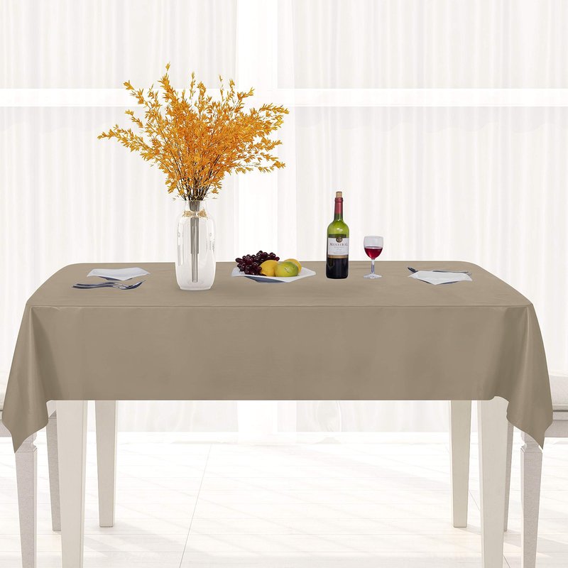 sancua 100% Waterproof Rectangle PVC Tablecloth - 60 x 102 Inch - Oil Proof Spill Proof Vinyl Table Cloth, Wipe Clean Table Cover for Dining Tables, Buffet Parties and Camping, Khaki
