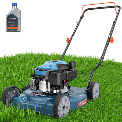 SENIX 20" Gas Lawn Mower, 144 cc Gas Powered Lawnmower, 4-Cycle Engine Walk-Behind Push Lawn Mowers, 3 Cutting Height, Lightweight,for Garden Yard