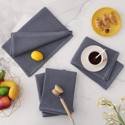 Homaxy 100% Cotton Waffle Weave Kitchen Dish Towels, Ultra Soft Absorbent Quick Drying Cleaning Towel, 20x28 Inches, 12-Pack, Dark Grey