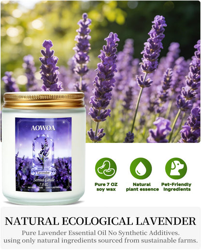 AOWOA Lavender Scented Candles for Women -Aromatherapy Candle, Natural Soy Candles for Home Scented 7oz, Long Lasting Non-Toxic Clean Burning, Mom Birthday Candles Valentines Day Gifts