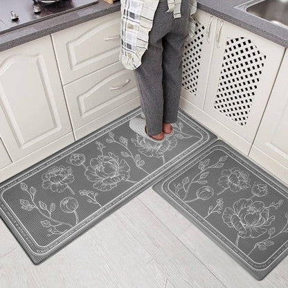 ROTTOGOON Kitchen Floor Mat Set of 2, Cushioned Anti Fatigue Mat 17"x47"+17"x29", Non-Slip Waterproof Rug, Premium PVC Comfort Mats and Rugs for Kitchen, Office, Home, Laundry
