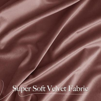 NICETOWN Wild Rose Velvet Curtains, Rod Pocket Velvet Drapes, Media Movie Theater Room Decor for Living Room, Super Soft Luxury Velvet Room Darkening Drapes for Home Decor (1 Pair, W52 x L96 inches)