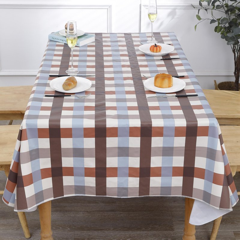 Walrus Heavy Duty Vinyl Tablecloth with Flannel Backing Waterproof Oil-Proof Plastic Table Cloth Stain-Resistant Wipeable Rectangle or Square Table Cover for Indoor and Outdoor (Checkered,60x84 Inch)
