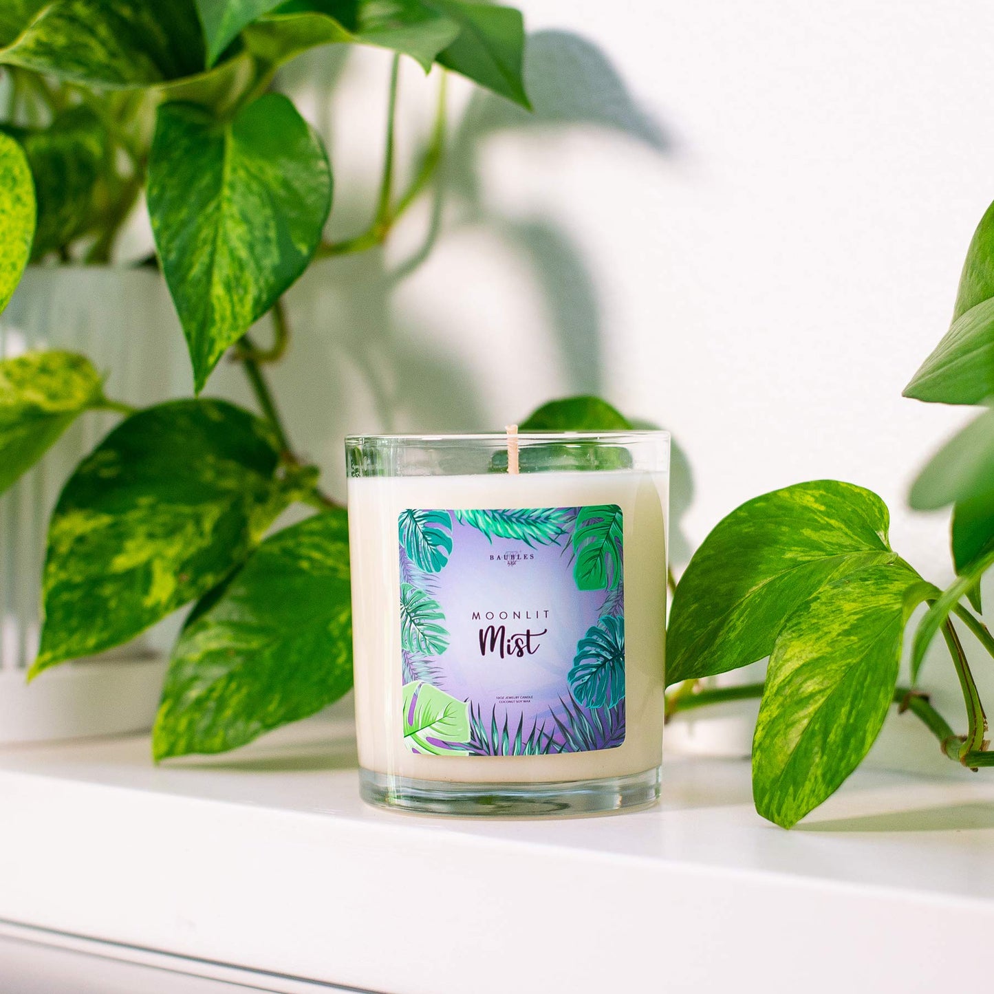 Kate Bissett Baubles Moonlit Mist Scented Premium Candle and Jewelry with Surprise Earring Inside | 10 oz Large Candle | Made in USA | Parrafin Free