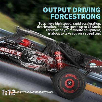 GoolRC WLtoys 124016 V2 RC Car 1:12 Scale Remote Control Car 4WD 75km/h High Speed Racing Truck 2.4GHz All Terrain Off Road RC Truck RTR with Brushless Motor and Metal Chassis for Adults
