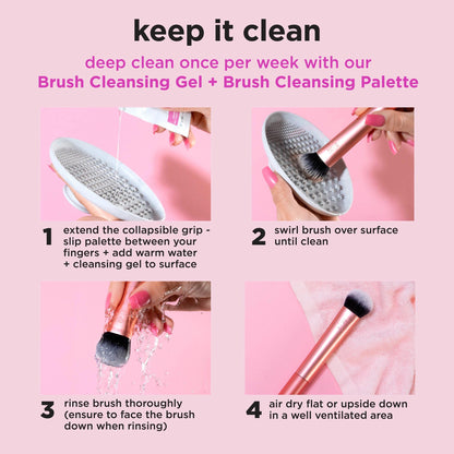 Real Techniques Matte & Merry Ultimate Blending 4 Piece Holiday Gift Set, Foundation Makeup Sponge, Dual-Sided Powder Puff, & 2 Makeup Brushes, Kitten Paw Brush, Stocking Stuffer, Limited Edition