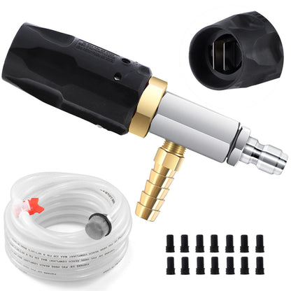 FIXFANS Adjustable Pressure Washer Long Range Nozzle 5-6.5 GPM with 45 FT Braid Hose, Downstream Injector Power Washer Spray Nozzle Kit, External Chemical Injection, 1/4'' Quick Connect, 2500-4000 PSI