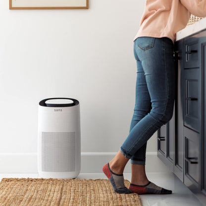 Sans True HEPA Air Purifier for Extra Large Rooms (1,854 sq ft) | UV-C Light Layer & Carbon Odor Absorption | Quiet 35dB Auto-Mode, Captures Smoke, Dust & Allergens (White)