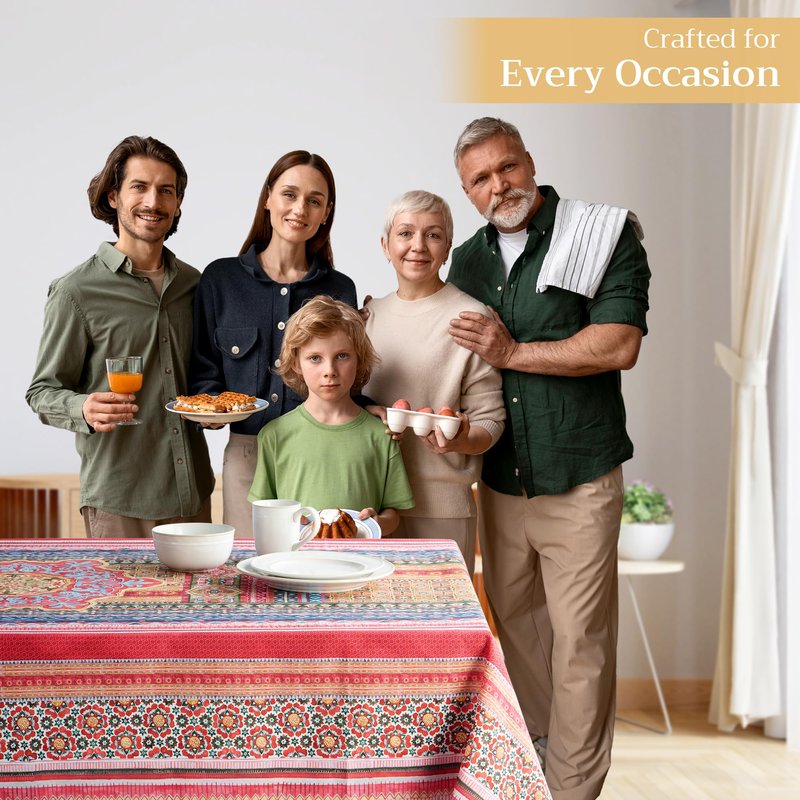 Maison d' Hermine Table Cloth Rectangle Table 100% Cotton 60 x 120 Inches Fall Tablecloth Reusable Everyday Use for Thanksgiving Christmas Decorations Dining Farmhouse Party (Ispahan)
