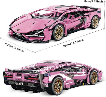 Race Car Building Block Set – 1:14 Pink Sport Speed Technical Supercar Model Kit 1314 PCS Collectible Challenging Vehicles Toys Birthday Gifts for Adults Boys Teens Age 8-12 8-14 14+