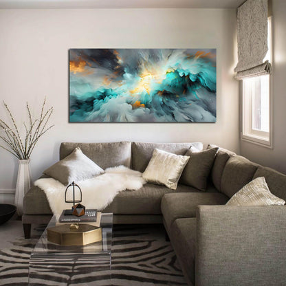 LAOTOART Snowy Mountain Wall Canvas Art for Living Room - Natural Landscape Art Work for Office Walls - Teal Bedroom Wall Decor Above Bed Size 24" x 48"
