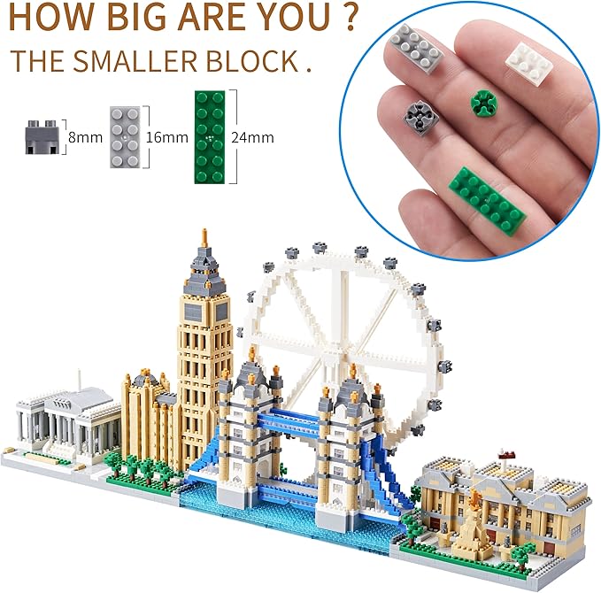 New Architecture London Skyline Building Set - Fun &amp Satisfying Model Kit with 3430pcs - Gift for Adults 14+ - Micro Mini Blocks