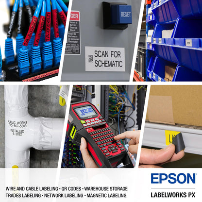 LABELWORKS Epson LW-PX900 Industrial Label Maker and 205 Shrink Tube AWG 8-12, 3/16" Bundle