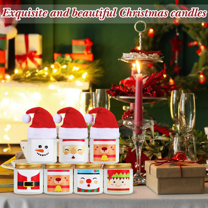Conelist 48 Pack Christmas Scented Candles Jar Set Include 24 Pcs 7oz Soy Wax Aromatherapy Candles and 24 Pcs Mini Santa Hat Holiday Party Favor Gift Bulk for Women Men Adult Coworker