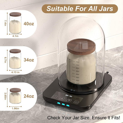 Large Glass Dome for MENGBEI Sourdough Starter Warmer, Warming Heating Pad Accessories Clear Glass Cover Fits Jars 24oz 34oz 40oz (7.87" * 5.12")