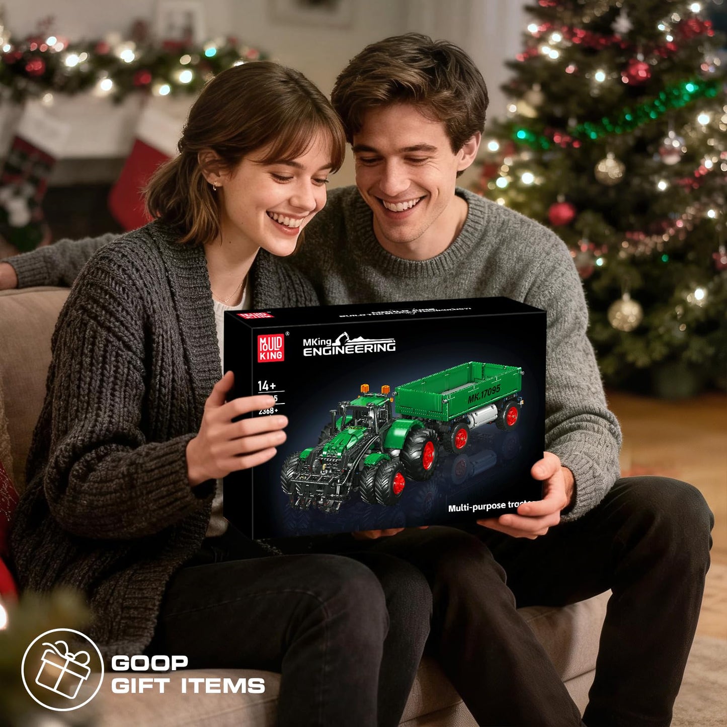 Mould King 17095 Farm Tractor with Trailer, Remote Control Tractors Building Set with 4 Motors, Buildabe Farm Vehicle Toy to Play, Construction Car Model for Adults, Ideal Gifts (2368 Pieces)