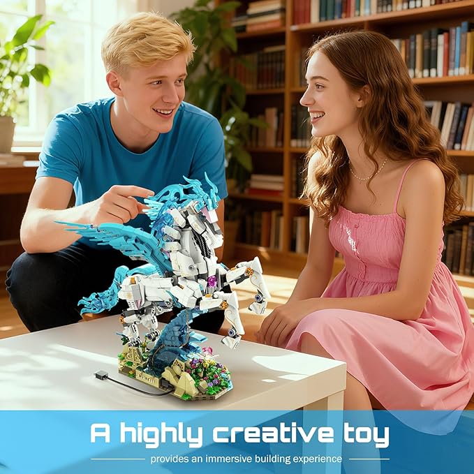 Flying Horse Building Set with LED Light Greek Mythology Pegasus Collection 3D DIY Model Kits Toy Building Blocks Set for Adults Creative Gifts for Birthday and Festival
