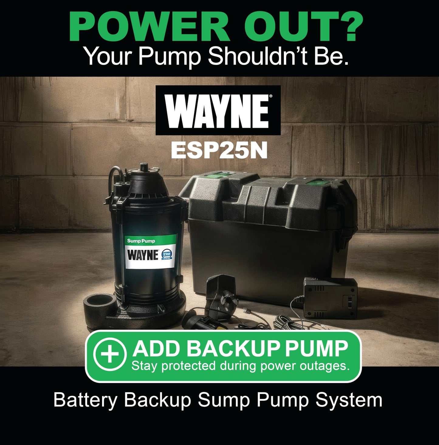 Wayne 3/4 HP Heavy Duty Submerisble Cast Iron and Stainless Steel Sump Pump with NEW Switch - Removes up to 5,490 Gallons of Water Per Hour