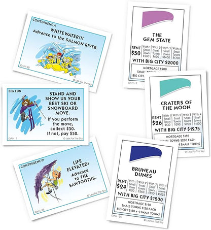 Late for The Sky Idaho-Opoly Board Game – Idaho State Themed Family Strategy Opoly-Style Fun for 2-6 Players Ages 8+ Traditional or Fast 1-Hour Play for Game Night