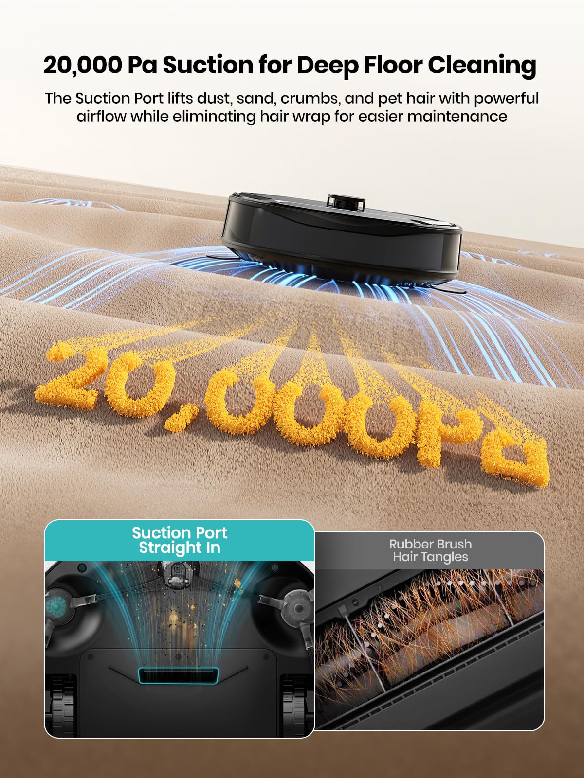 Lefant Robot Vacuum and Mop, 20000Pa Strong Suction, Self-Cleaning Roller Mop with Auto Drying, LiDAR Navigation & Obstacle Avoidance, Tangle-Free Pet Hair, Slim, 800ml Dustbin, 5G WiFi, M210 Pro OMNI
