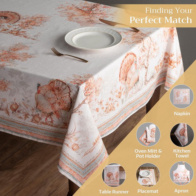 Maison d' Hermine Table Cloth Rectangle Table 100% Cotton 54 x 72 Inches Fall Tablecloth Reusable Everyday Use for Thanksgiving Christmas Decorations Dining Farmhouse Party (Giving Thanks)