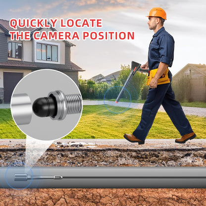 Sanyipace Drain Camera with Locator, Self-Leveling Sewer Camera 100FT/30M, 7MM Cable Pipe Camera with 512Hz Sonde, Distance Counter, Touch Control, Wireless Keyboard, for Plumbing Inspection