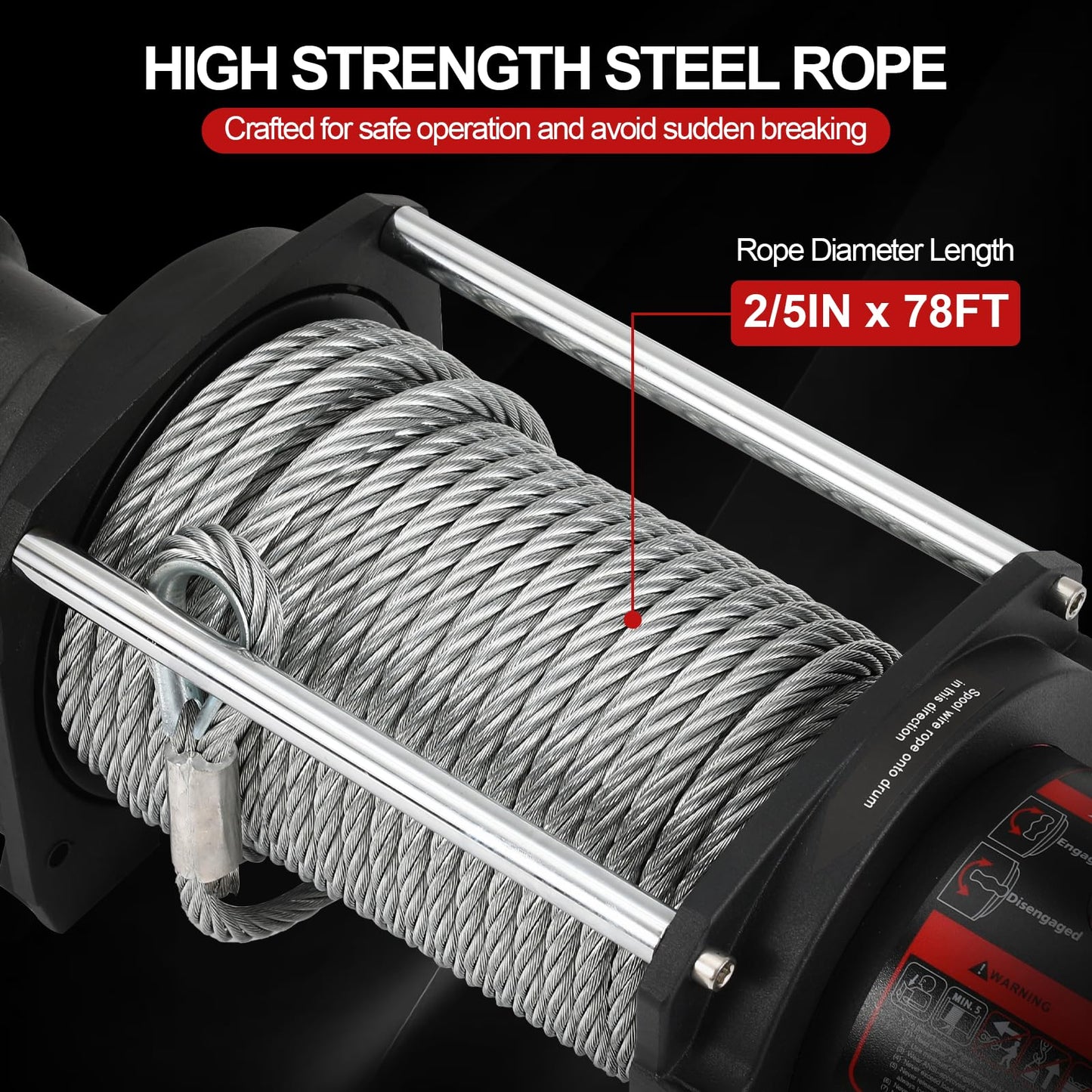 15000 LBS Hydraulic Winch for Tow Truck, Heavy Duty Recovery Winch with 2/5" x 78FT Steel Cable, BMR80 Motor 36:1 Gear Ratio Hydraulic Winch for Wreckers, Trailers & Vehicle Recovery