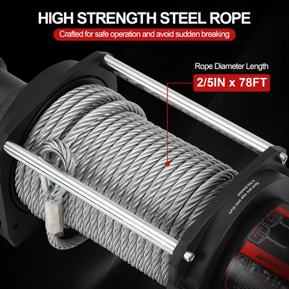 15000 LBS Hydraulic Winch for Tow Truck, Heavy Duty Recovery Winch with 2/5" x 78FT Steel Cable, BMR80 Motor 36:1 Gear Ratio Hydraulic Winch for Wreckers, Trailers & Vehicle Recovery