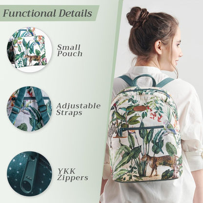 Maison d' Hermine Backpack for Women Men Cotton Shoulder Multipurpose Rucksack with Small Pouch Lightweight Multi Pocket Bag for Travel Work Beach Perfect for Mothers Day Gifts - Wild
