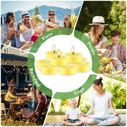 3.5-Hour 100Pack Yellow Tealight Candles, Outdoor and Indoor Summer Scented Candle,Natural Soy Wax Candle for Home Patio Garden Yard Balcony,BBQ Birthday Emergency