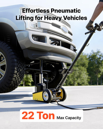 VEVOR 22 Ton Air Hydraulic Floor Jack Trucks Heavy Duty Steel Racing Floor Jack with Single Piston Quick Lift Pump & Extension Posts & Extension Posts, Air Pneumatic Jacks for SUVs, Pickups