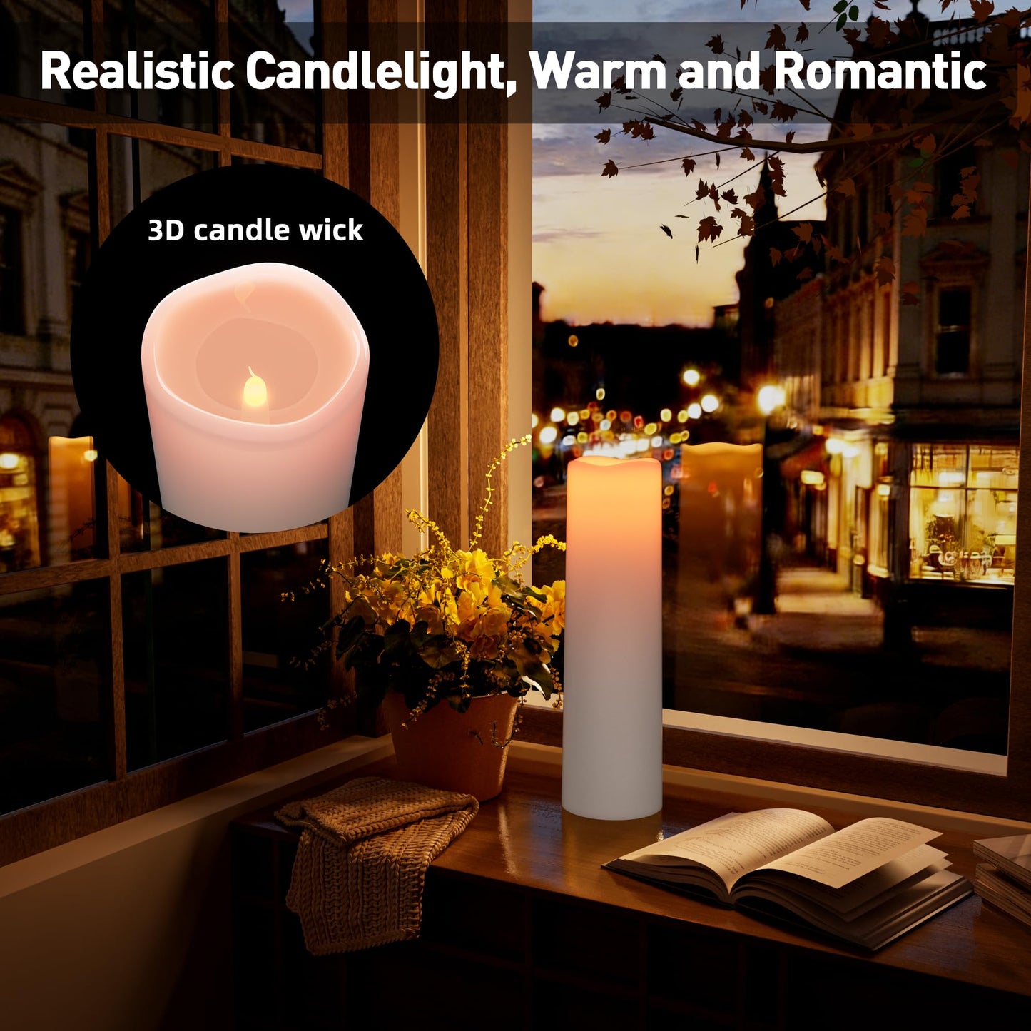 14"×4" Large Outdoor Candles with Timer Waterproof LED Flameless Pillar Candles Battery Operated with Remote Flicking Plastic for Home Decoration Porch Patio Wedding Fireplace Lantern, White 2Pcs