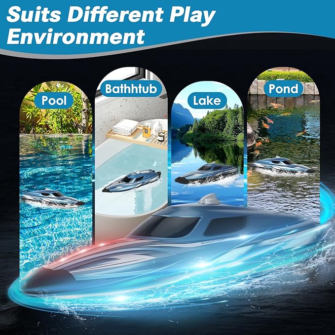 RC Boat for Adults-Remote Control Boat for Lakes-High Speed 25+ KPH-Toys for Ages 8-13 (Blue)
