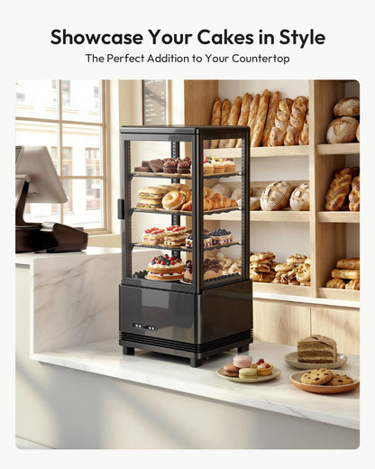 Commercial Refrigerator Countertop , ETL Certified Refrigerated Display Case 2.8 Cu.Ft / 78L, LED Lighted Display Refrigerator with Double Glass, Auto Defrost, Air Cooling for Bakery, Cafe, Store