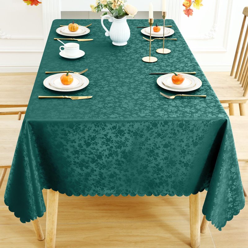 Smiry Rectangle Table Cloth, Waterproof Heavy Duty Vinyl Tablecloths, Wipeable Washable Table Cover for Kitchen and Dining Room (Green, 60" X 84")