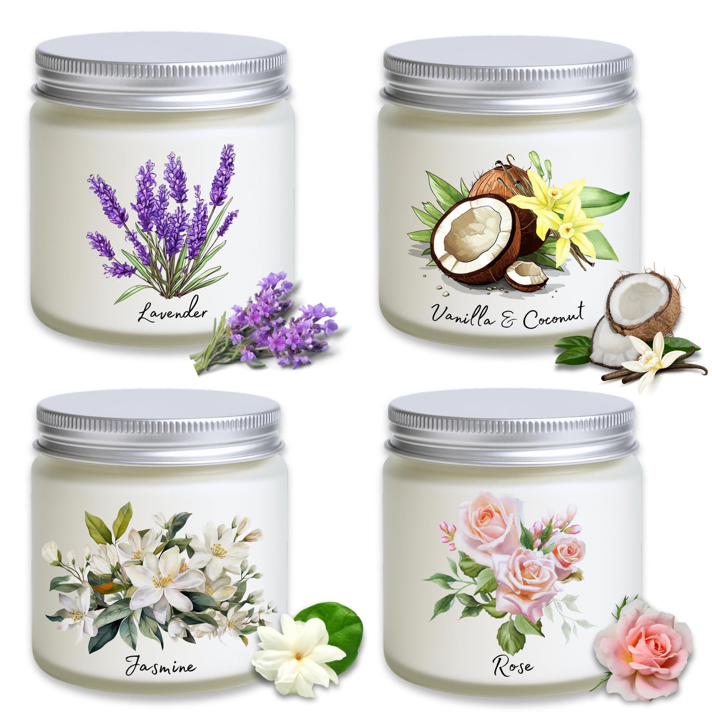 Luina Scented Candle Gift Set – Floral Soy Candles in Glass Jars, 4 Pack Candle Set for Home Fragrance, Flower Scented Candles Gift for Women, Birthday, Mother’s Day, Housewarming Decor