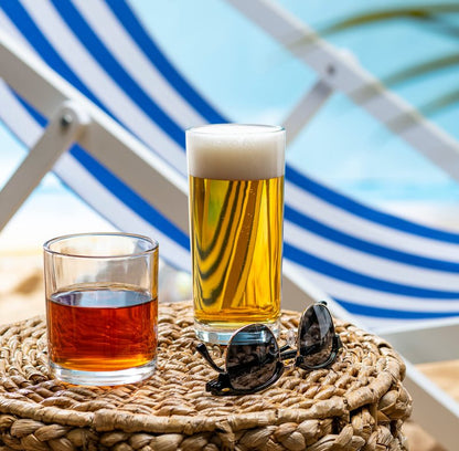Everyday Drinking Glasses Set of 8 Drinkware Hurricane Glasses, Kitchen Glasses for Cocktail, Iced Coffee, Beer, Ice Tea, Wine, Whiskey, Water, 4 Tall Glass Cups & 4 Short Dof Drinking