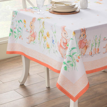 Maison d' Hermine Table Cloth Square Table 100% Cotton 54 x 54 Inches Tablecloth Reusable Decorative for Dining Kitchen Room Farmhouse Home Gifts for Mothers Day Spring Summer - Bunny Party