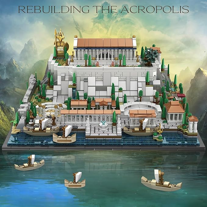 Architecture Acropolis Castle Famous Landmark Architecture Athenian Acropolis Building Block Sets Collectible Exhibition Model for Children and Adults