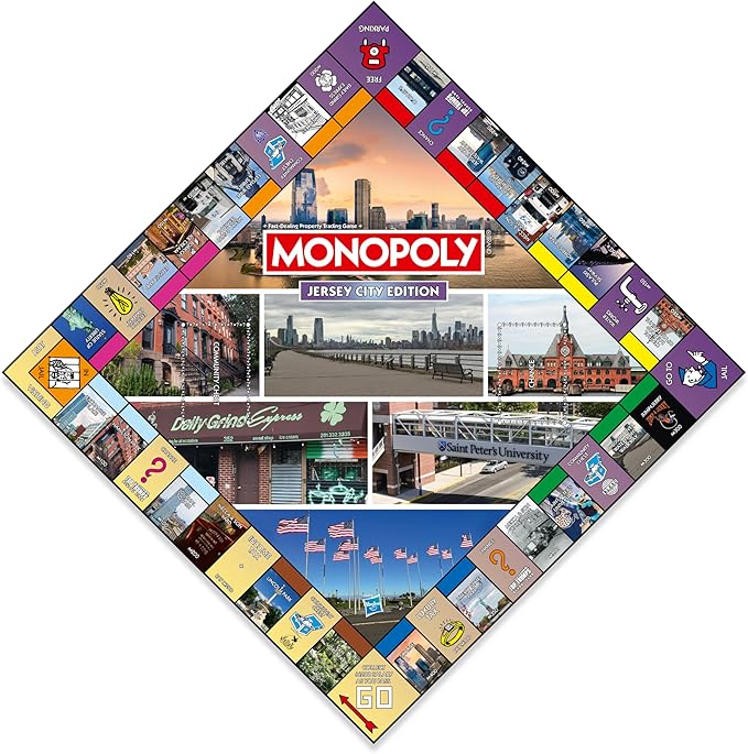 Monopoly Board Game Jersey City NJ Edition : 2-6 Players Family Board Games for Kids and Adults Board Games for Kids 8 and up for Kids and Adults Ideal for Game Night