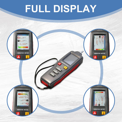 AMTAST Vibration Meter Digital Vibration Meter Measures 0.1~199.9m/s² Acceleration, 0.001~1.999mm Displacement & 0.1~199.9mm/s Velocity Vibration Detector Used for Industrial (Model AMF116)